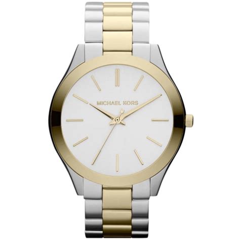 michael kors ladies&apos slim runway two-tone watch with rose-gold dial|Michael Kors socks women's.